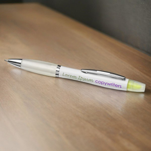 Curvy Ballpoint Pen With Highlighter 