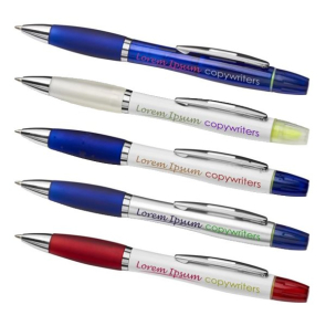 Curvy Ballpoint Pen With Highlighter 