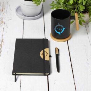 Laura A5 Hard Cover Notebook, Ballpoint Pen, Mug 480ml and Coaster Gift Set 