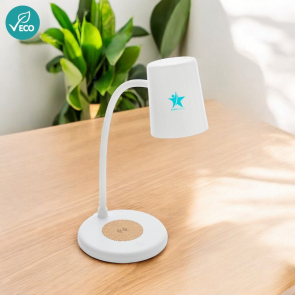 Zenara RCS Recycled Plastic And Cork 15W Wireless Desk Lamp And Charger