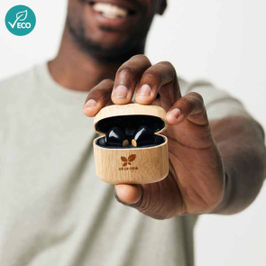 Bamboo TWS Earbuds with RCS Recycled Plastic
