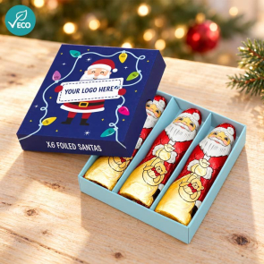 6 Foiled Santas in a Box