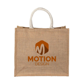 Medium Jute Bag with Short Cotton Cord Handles and Gusset 