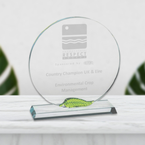 Clear Glass Award with Green Leaf