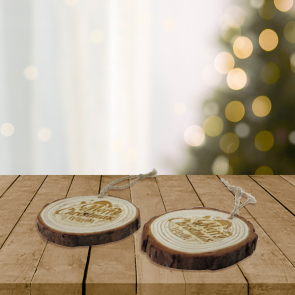 Wooden Log Slice Christmas Decoration