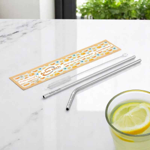 Reusable Metal Straw Set in Custom Packaging