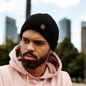 Ribbed Knit Beanie With Turn Up