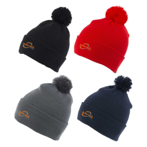 100% Acrylic Knit Classic Beanie With Turn Up And Bobble