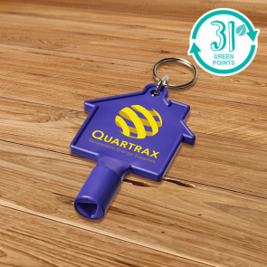 Maximilian house-shaped utility key with keychain