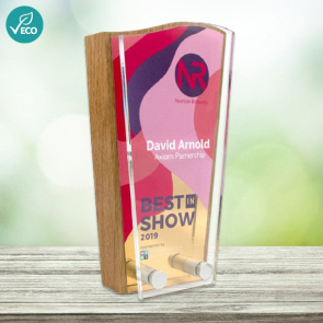 Real Wood Block Awards With Acrylic Front 110mm x 200mm