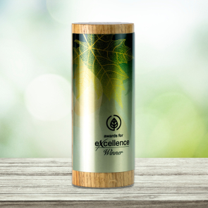 Oak Pillar Award with Metal Wrap