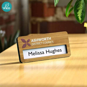 Bamboo Faced Reusable Name Badges