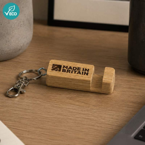 Oak Engraved Phone Stand Keyring