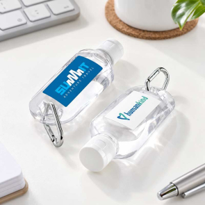 Antibacterial Refillable Hand Sanitiser on a Carabiner Clip (70ml)