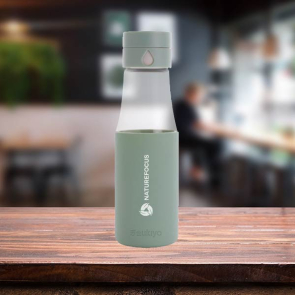 Ukiyo Glass Hydration Tracking Bottle with Sleeve