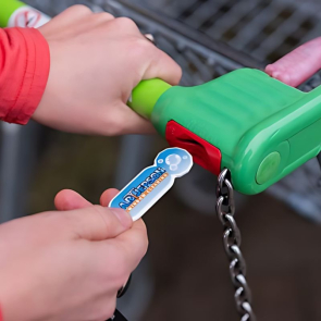 New £ Trolley Oblong Stick Coin Keyring