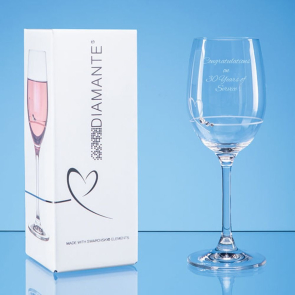 Single Diamante Petit Wine Glass with Heart Design and Gift Box
