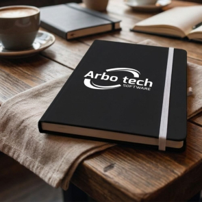 A5 Black Mole Notebook with Coloured Elastic and Pen Loop