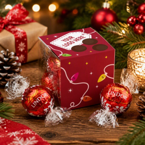 Lindor Milk Chocolate Truffles in a Clear Cube