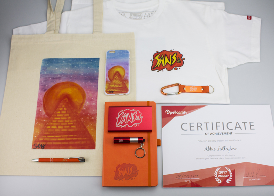 Abbi's winning designs featured on a range of products.