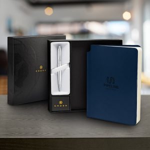 Branded Cross Journal and Stratford Pure Chrome Ballpen