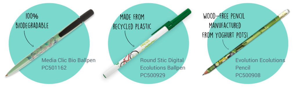 BIC® fully recycled, sustainable and biodegradable pens.