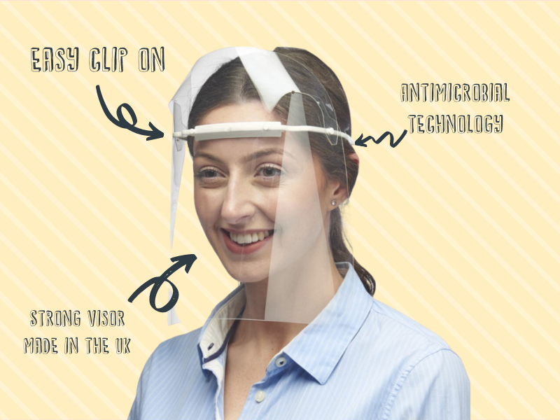 Easy clip on visor shield with antimicrobial technology built into the frame